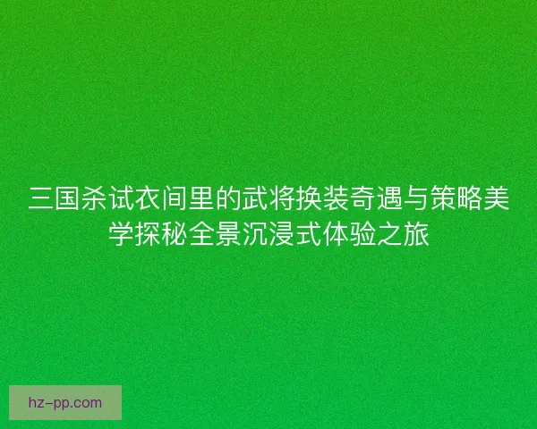 三国杀试衣间里的武将换装奇遇与策略美学探秘全景沉浸式体验之旅
