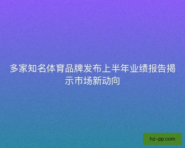 多家知名体育品牌发布上半年业绩报告揭示市场新动向